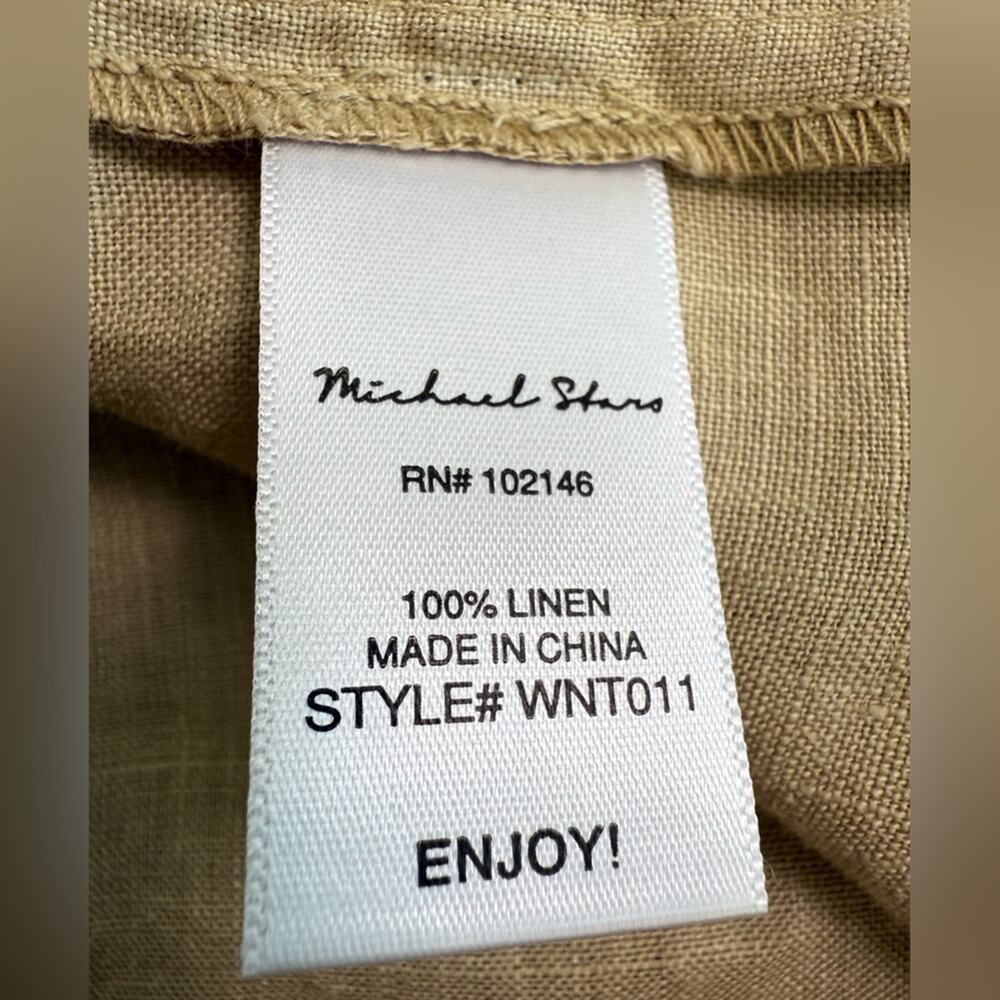 NWOT Michael Stars Ola Utility 100% Linen Mini Shirt Dress Tan Size Medium - Picture 10 of 11